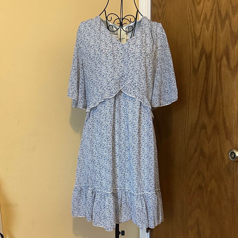 Floral Blue Midi Dress